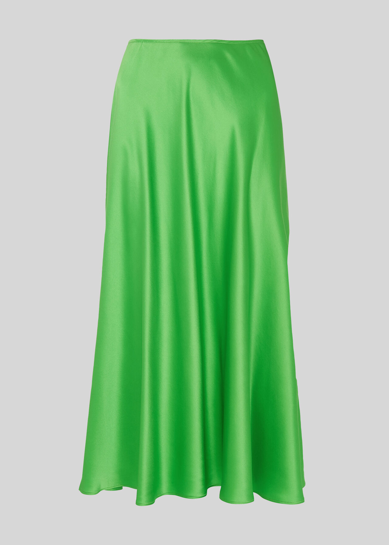 Silk Satin Bias Skirt Lime