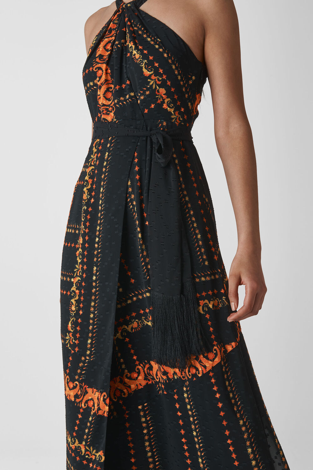 Paisley Scarf Maxi Dress Black/Multi