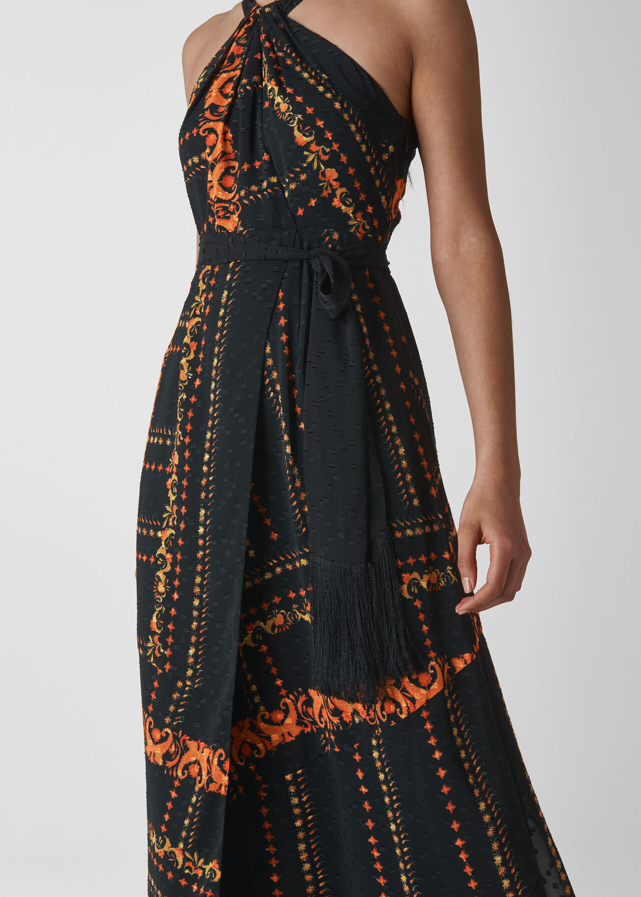 Paisley Scarf Maxi Dress Black/Multi