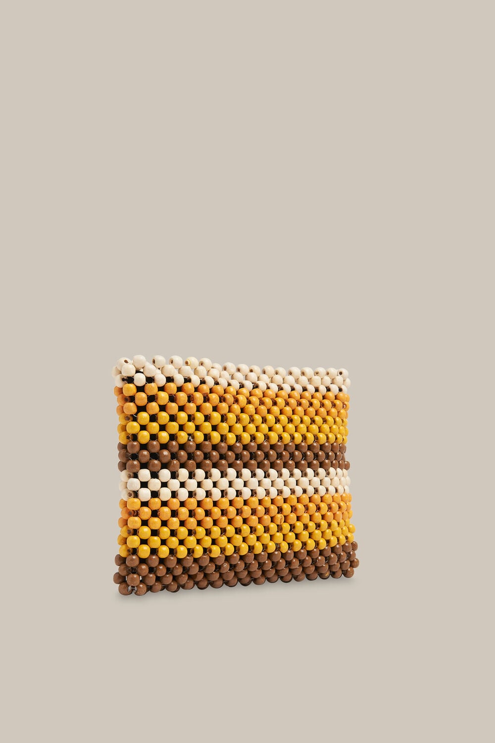 Safah Striped Beaded Clutch Yellow