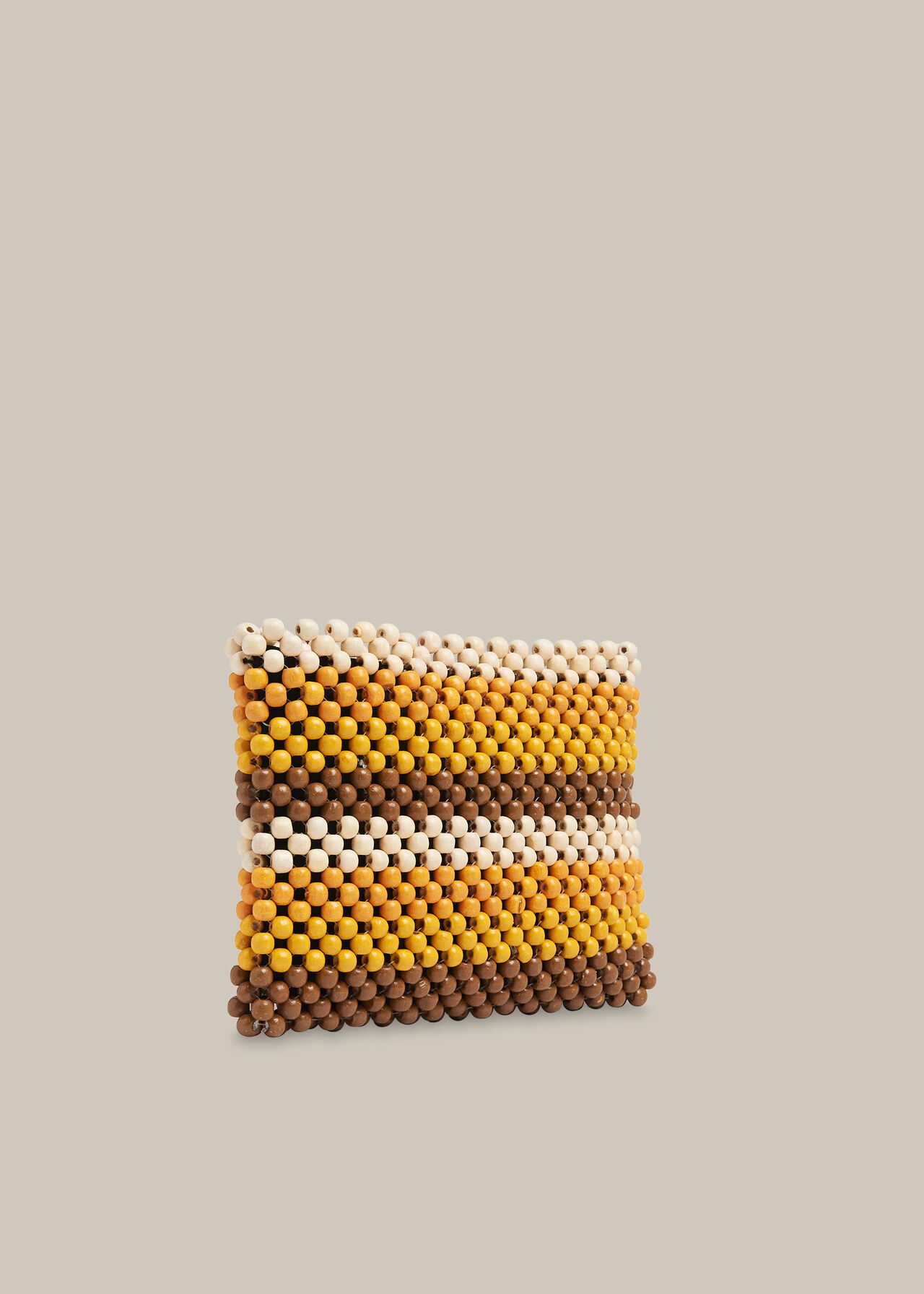 Safah Striped Beaded Clutch Yellow