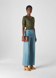 Smocked Ruffle Top Olive