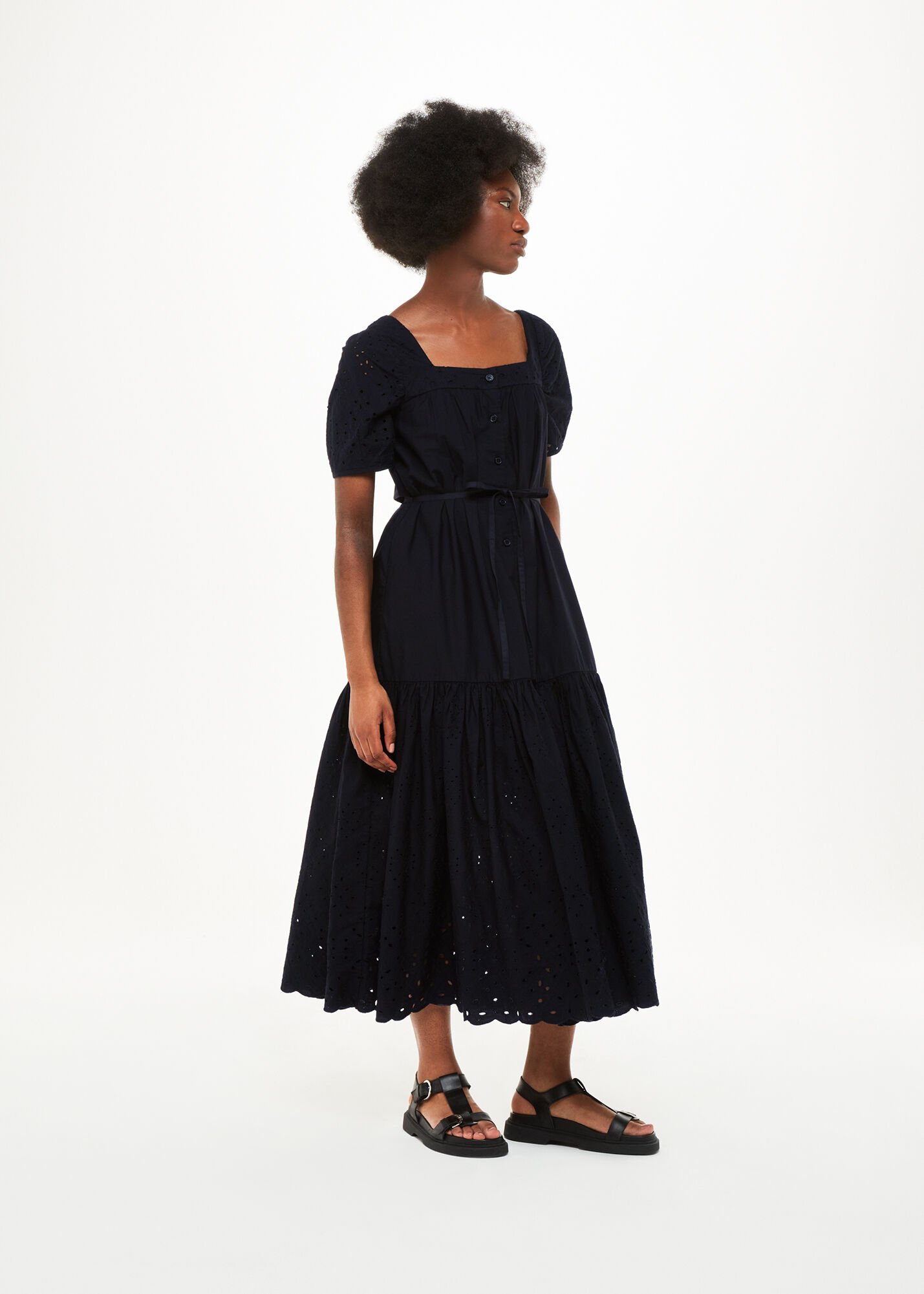 Black Broderie Poplin Trapeze Dress WHISTLES