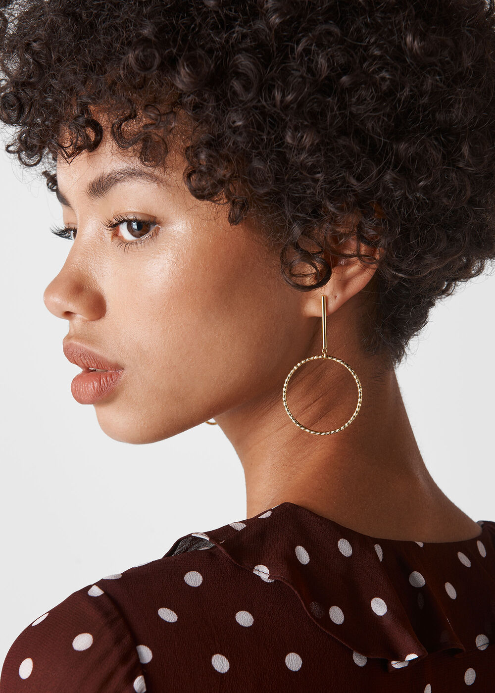 Textured Hung Hoop Earring Gold/Multi