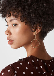 Textured Hung Hoop Earring Gold/Multi