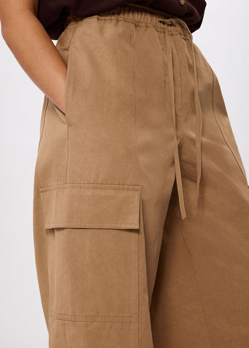 Petite Utility Cotton Barrel Trouser