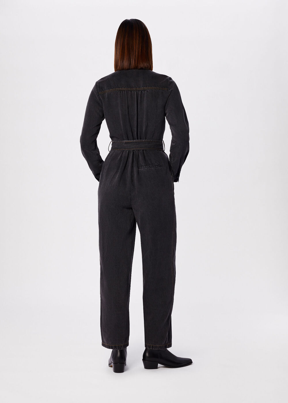 Cotton Blend Denim Jumpsuit