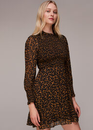 Classic Leopard Shirred Dress