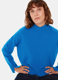 Wool Double Trim Funnel Neck