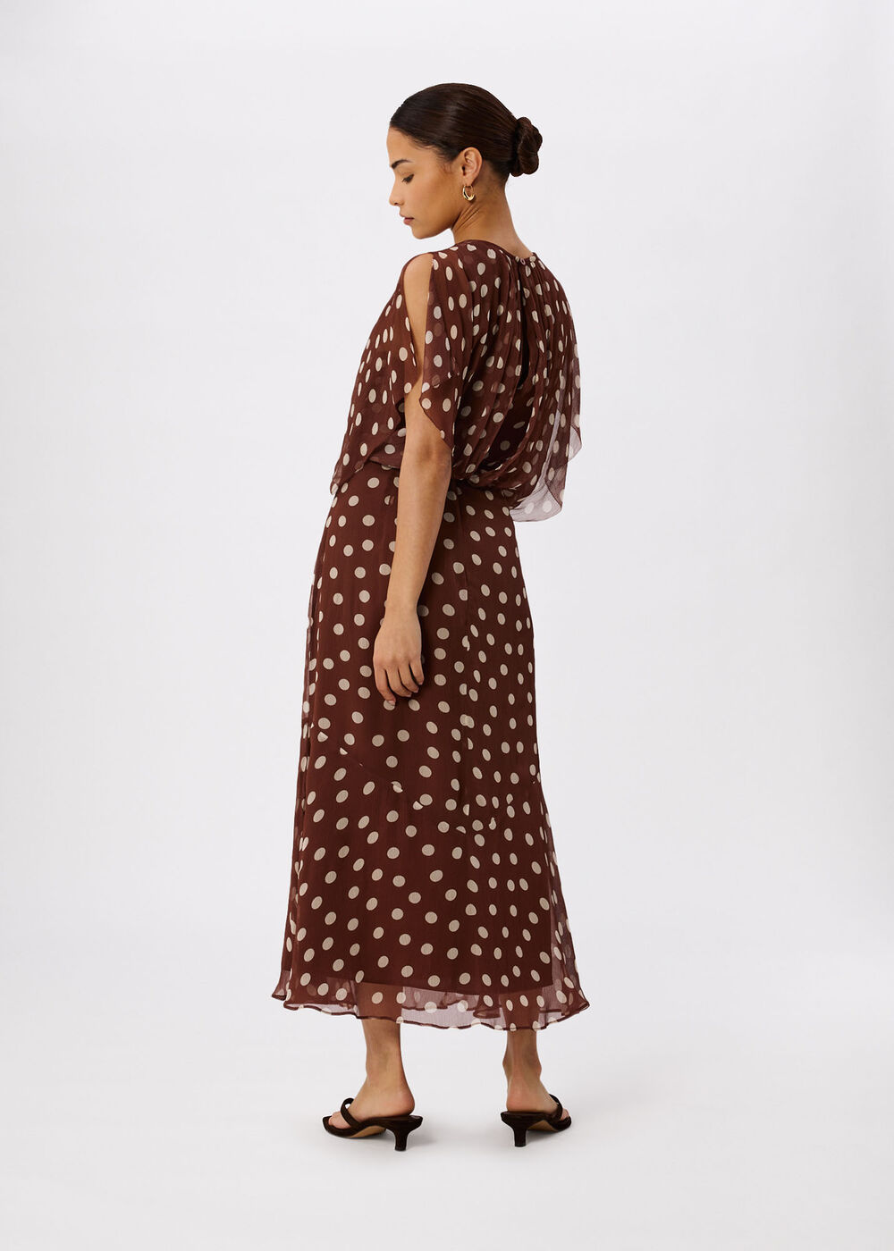 Petite Polka Dot Print Midi Dress