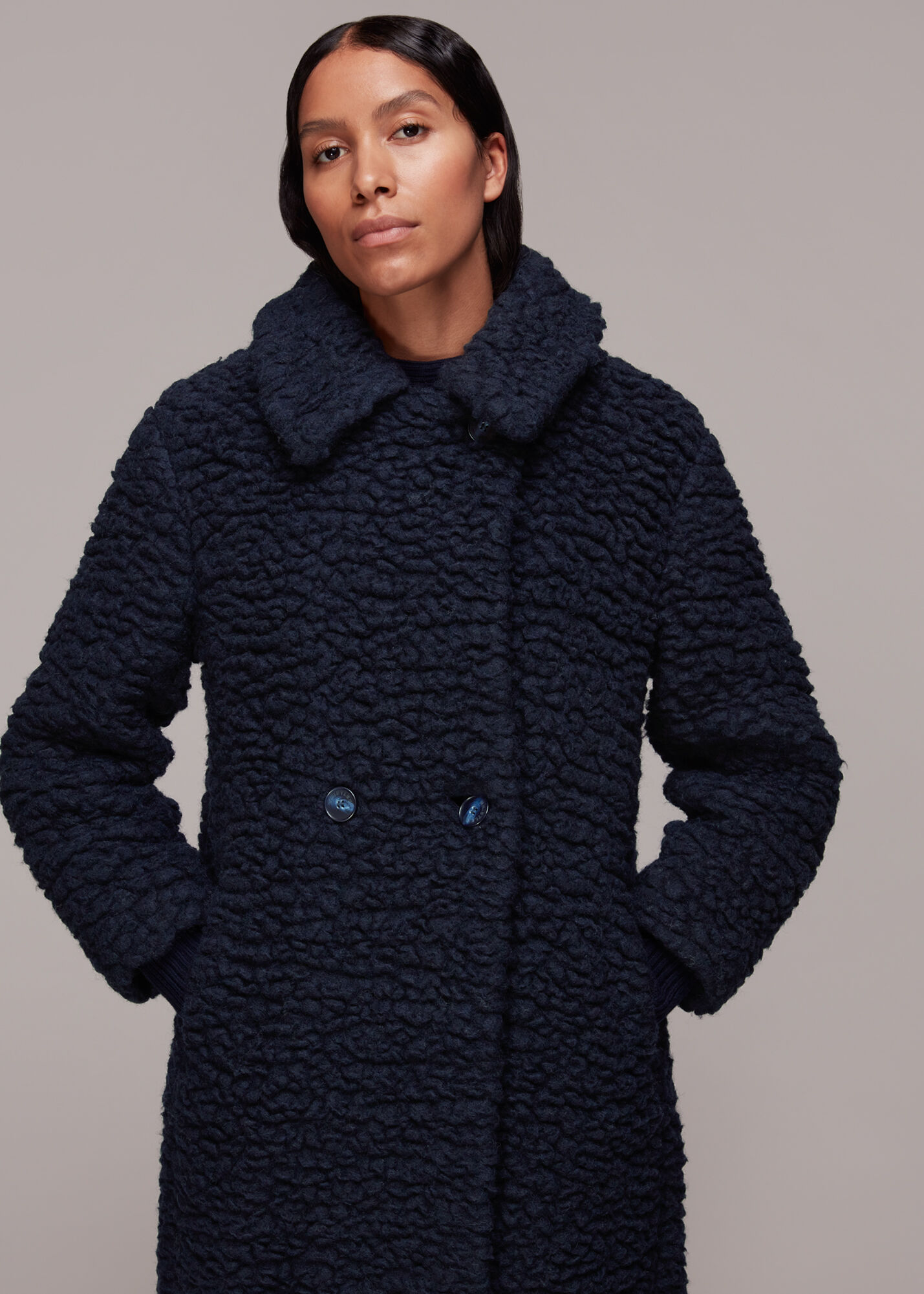 Navy teddy coat sales