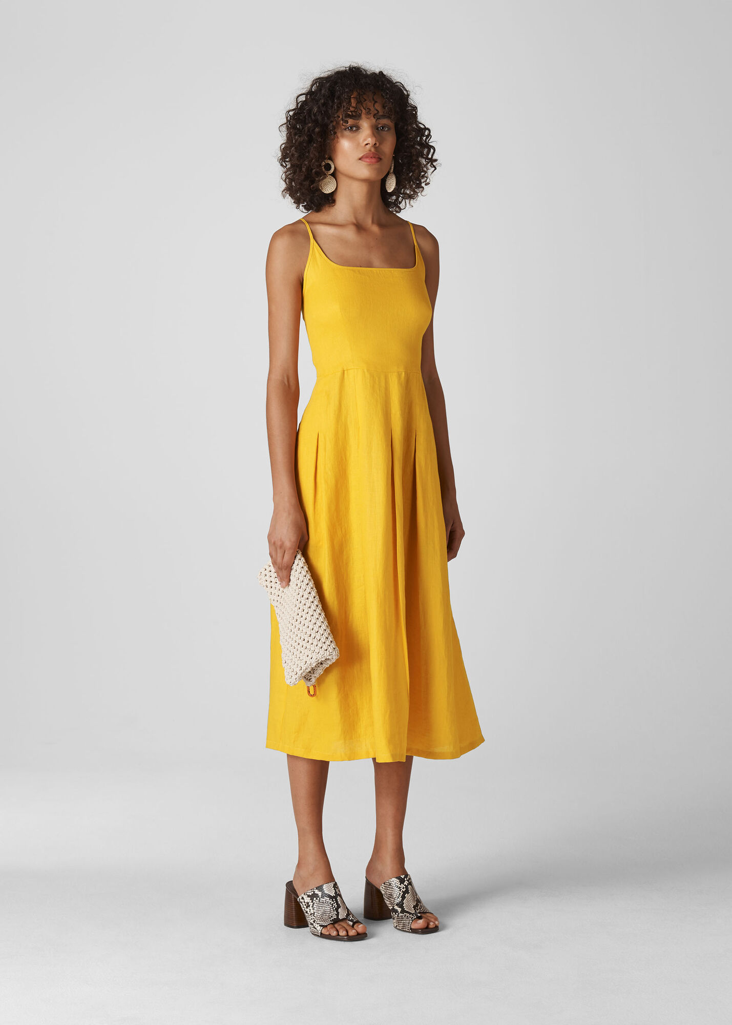 Yellow Duffy Linen Strappy Dress WHISTLES