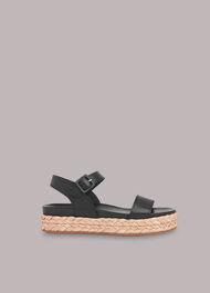 Black Ivie Raffia Flatform Sandal | WHISTLES | Whistles UK