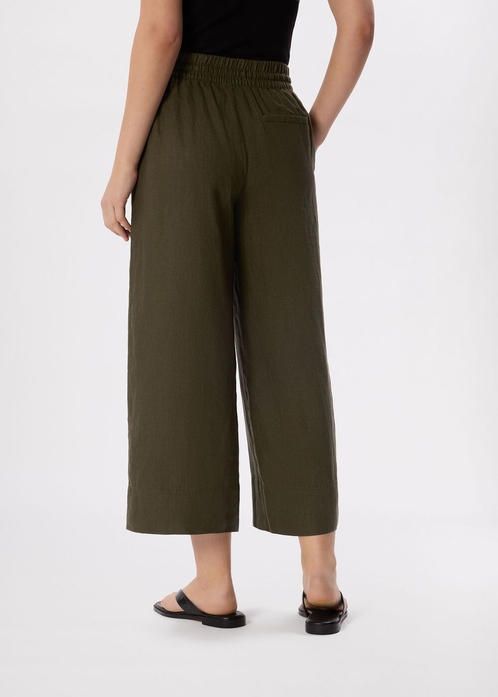 Elasticated Linen Crop Trouser