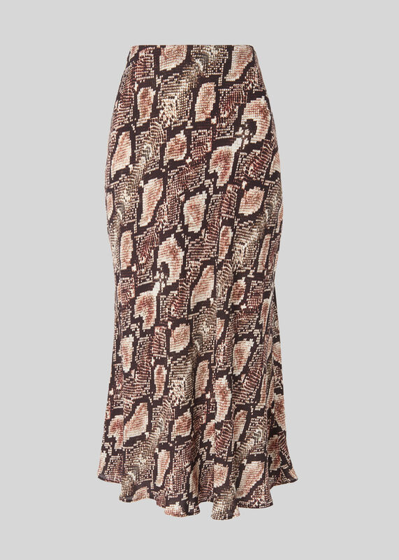 Snake Print Bias Cut Skirt