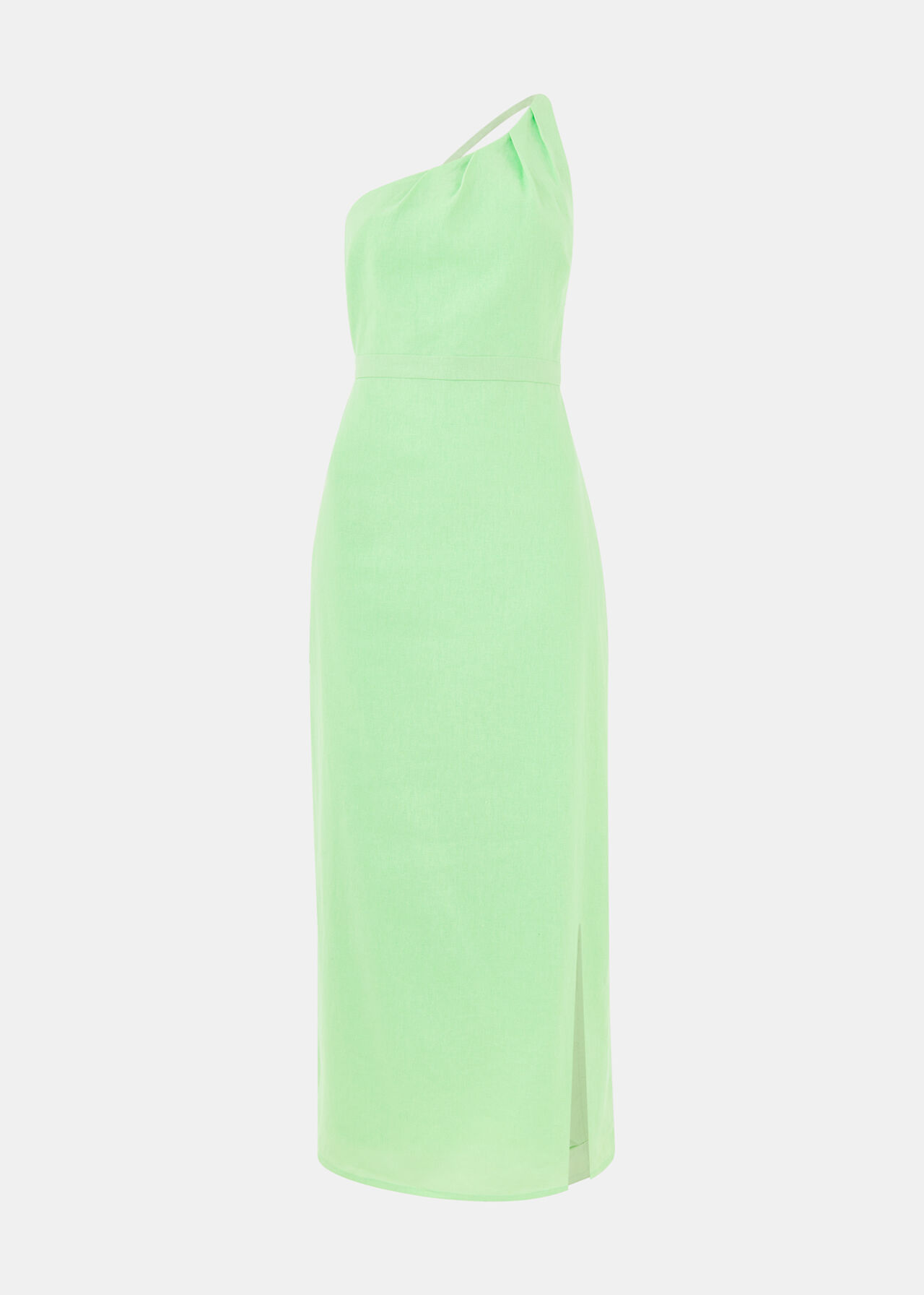 One Shoulder Linen Blend Dress
