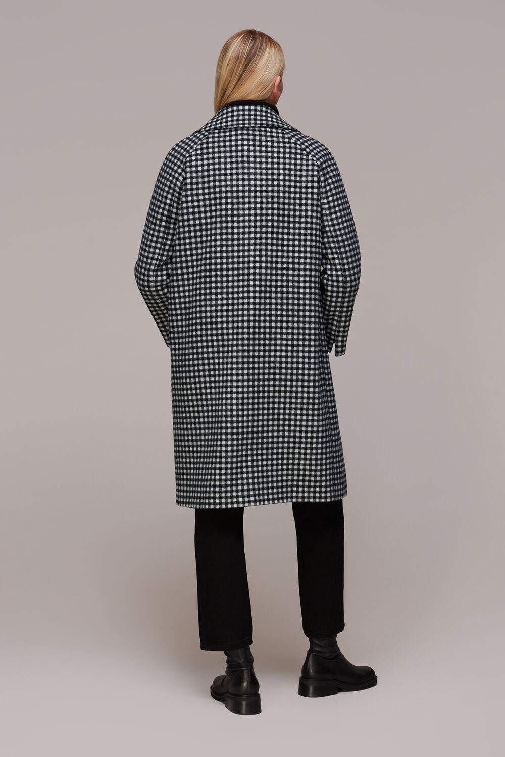Gingham Wool Cocoon Coat