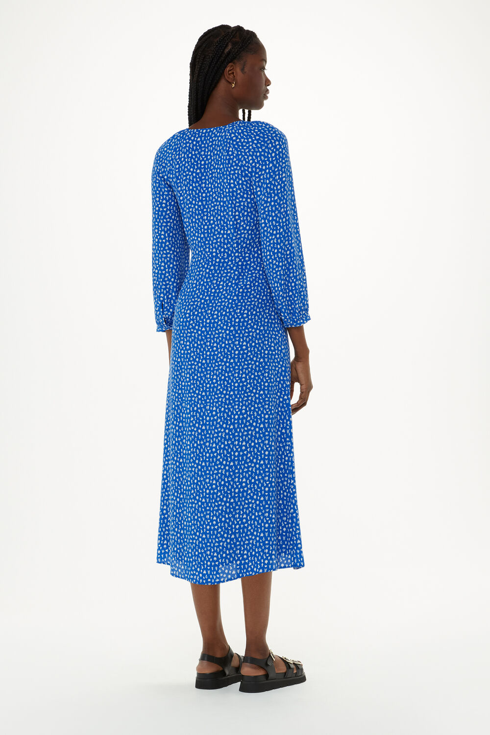 Micro Cactus Print Midi Dress