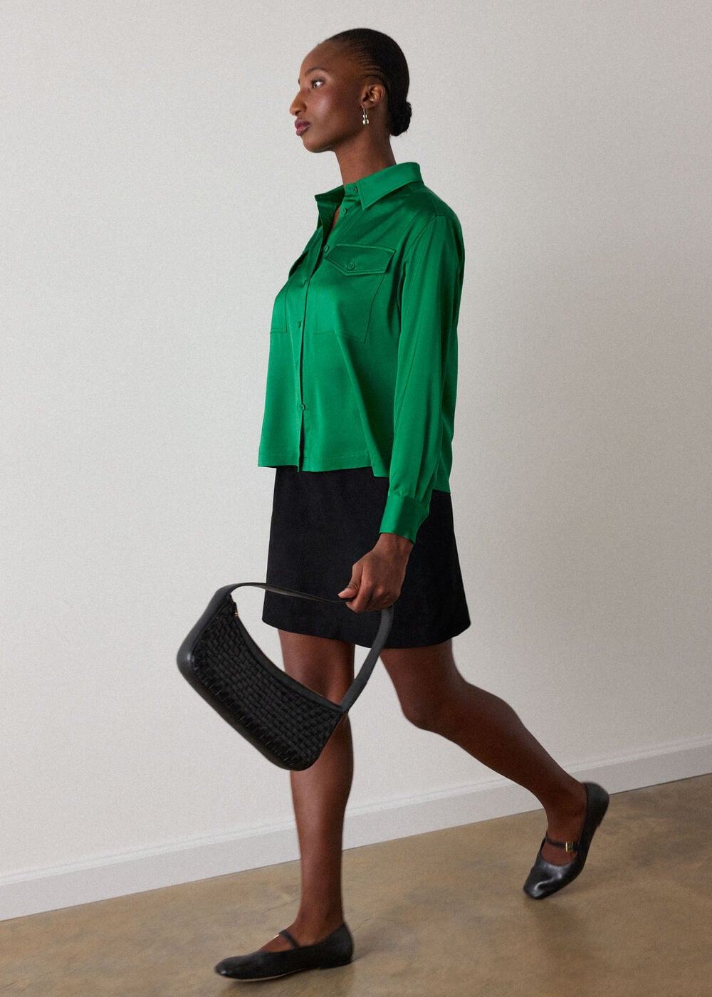 Green Utility Satin Viscose Shirt