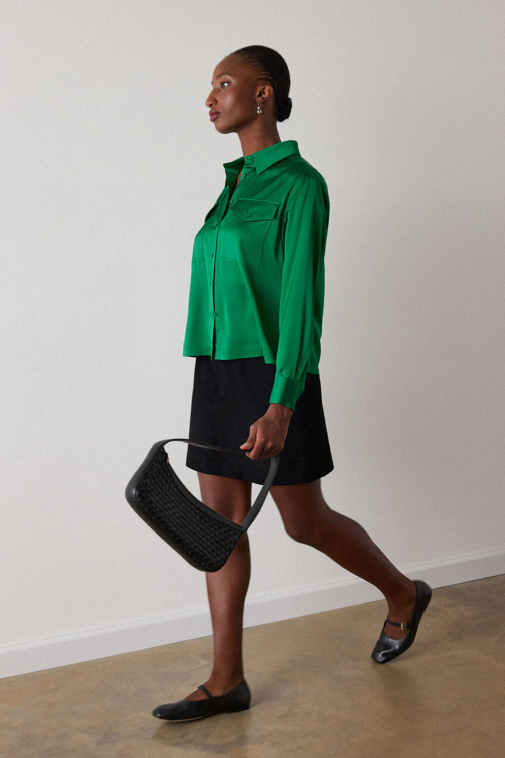 Green Utility Satin Viscose Shirt