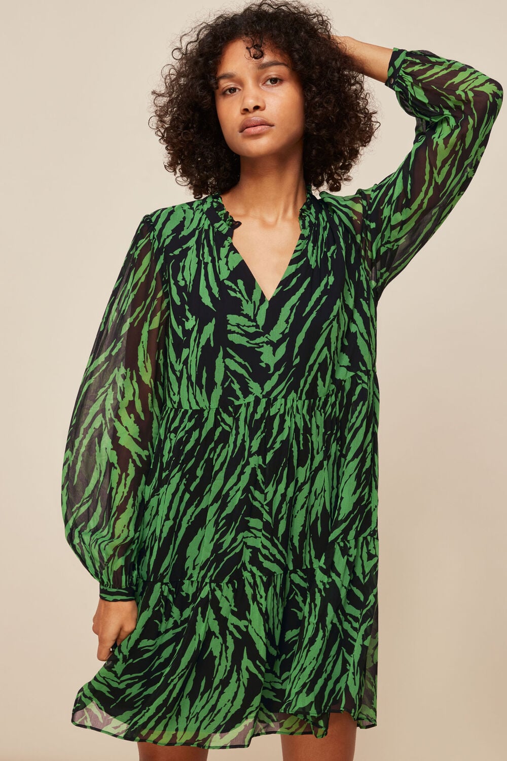 Black Zebra Stripe Trapeze Dress