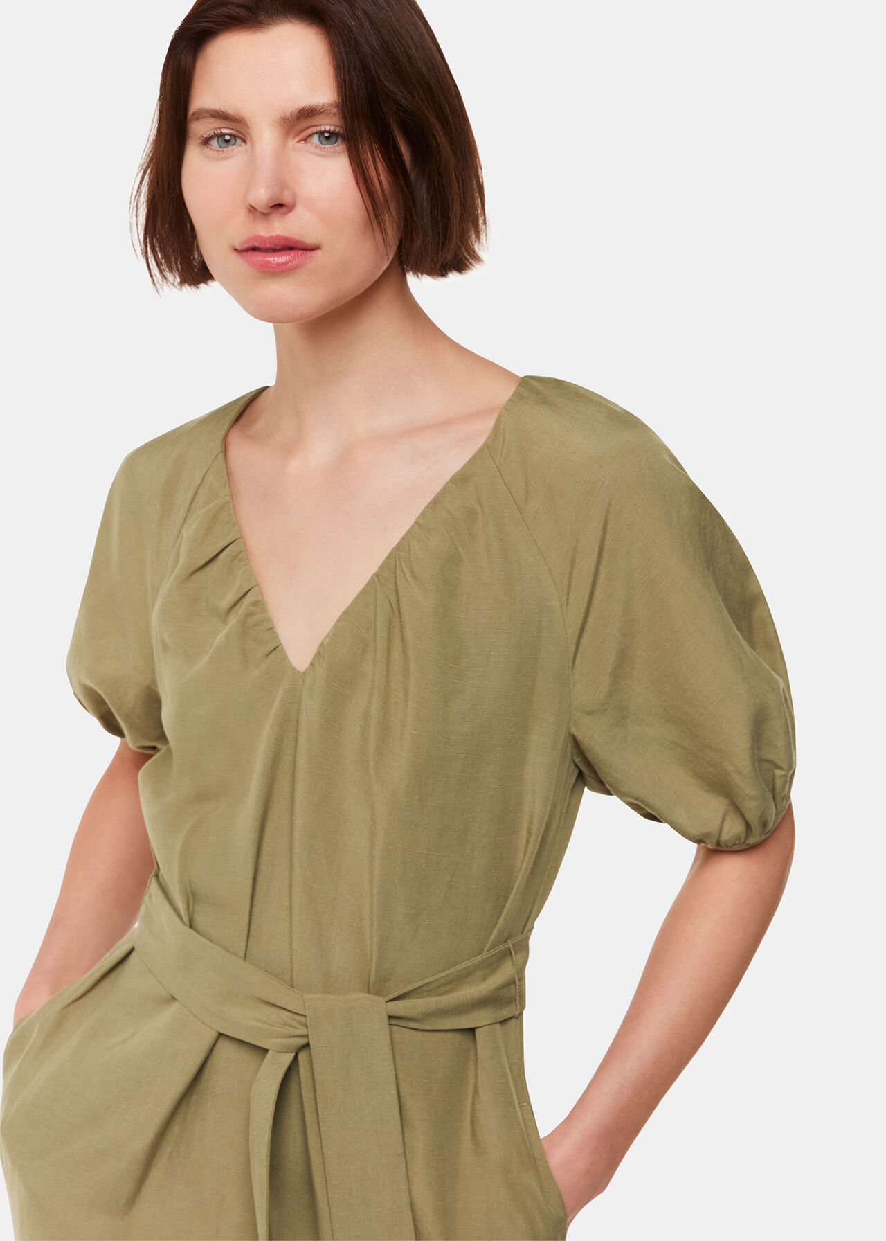 Ariella Linen Blend Midi Dress