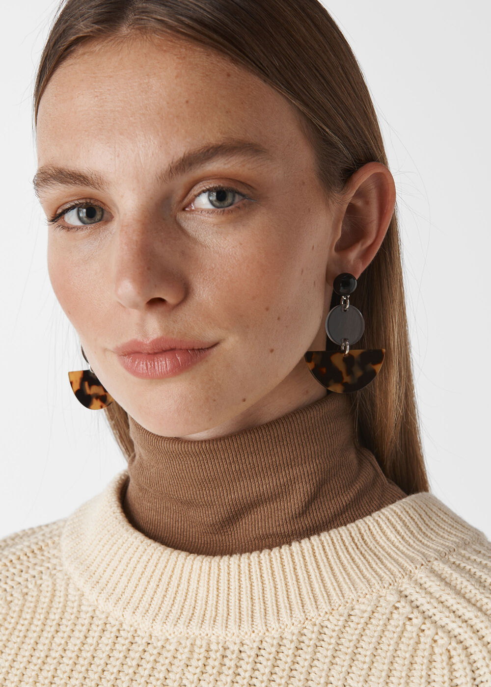 Three Part Resin Earring Brown/Multi