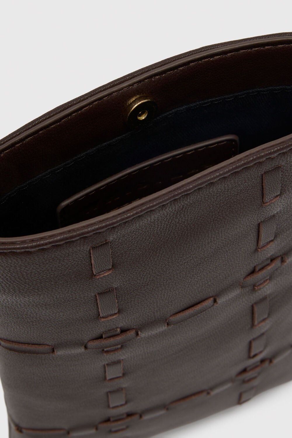 Chocolate Whipstitch Phone Bag