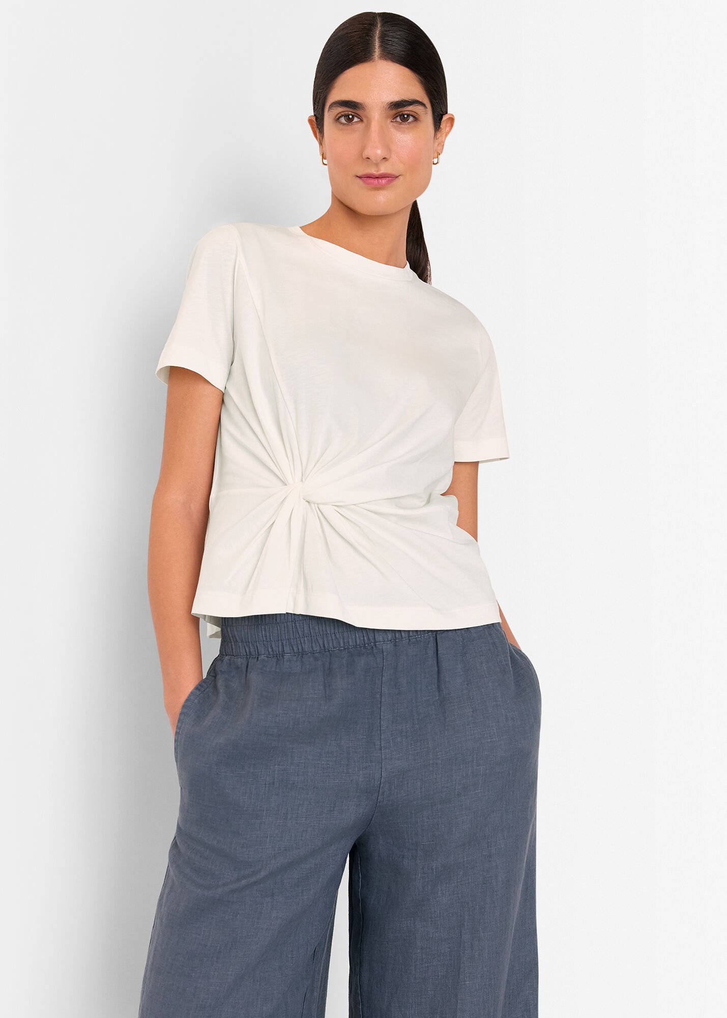 White Twist Front Detail Tee | WHISTLES | Whistles US |
