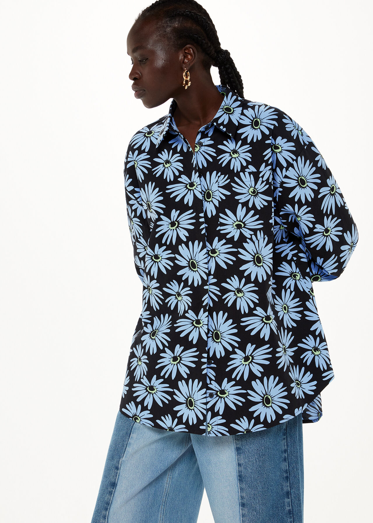 Daisy Print Oversized Shirt