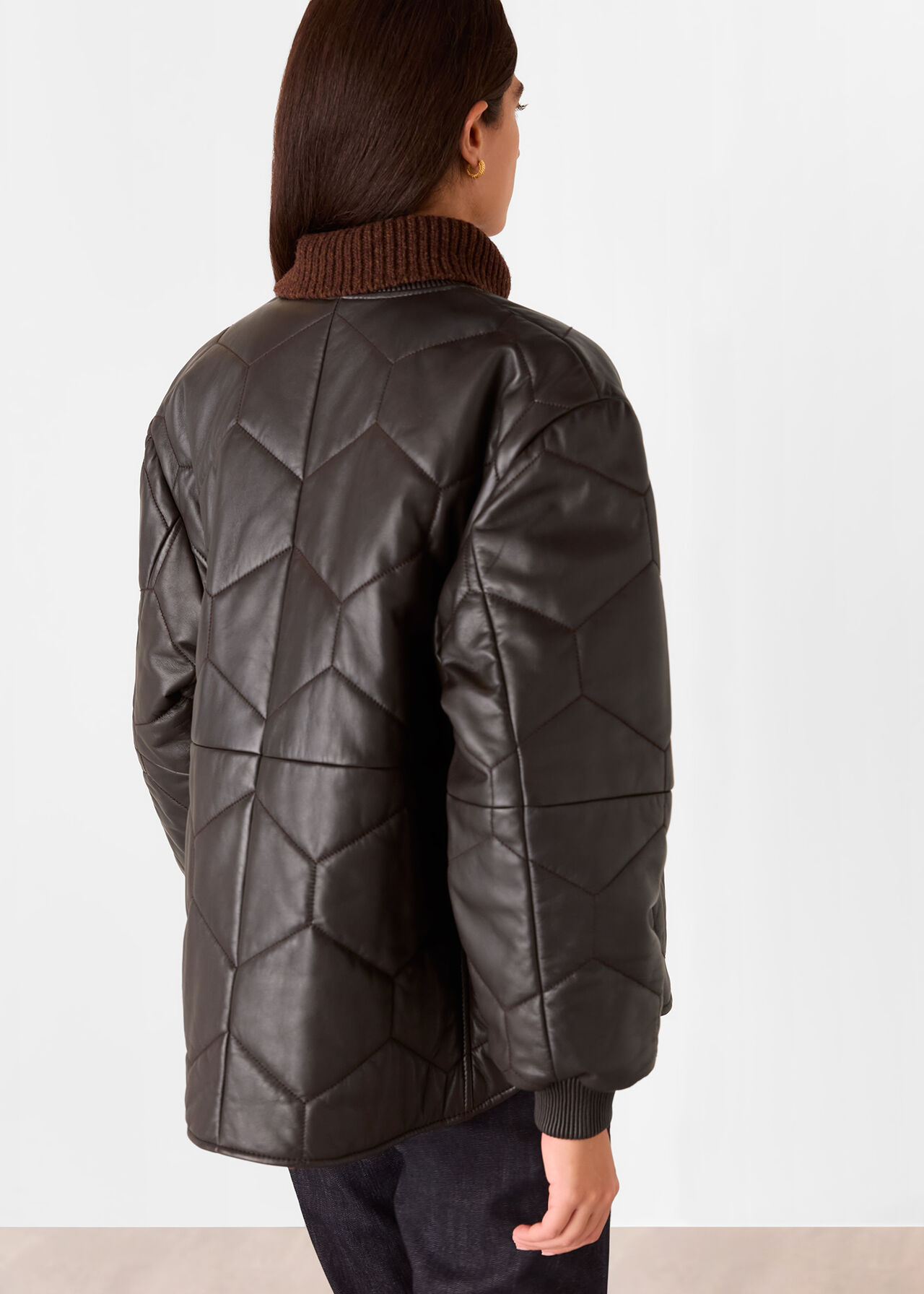 Burgundy Cleo Leather Quilted Jacket WHISTLES Whistles US