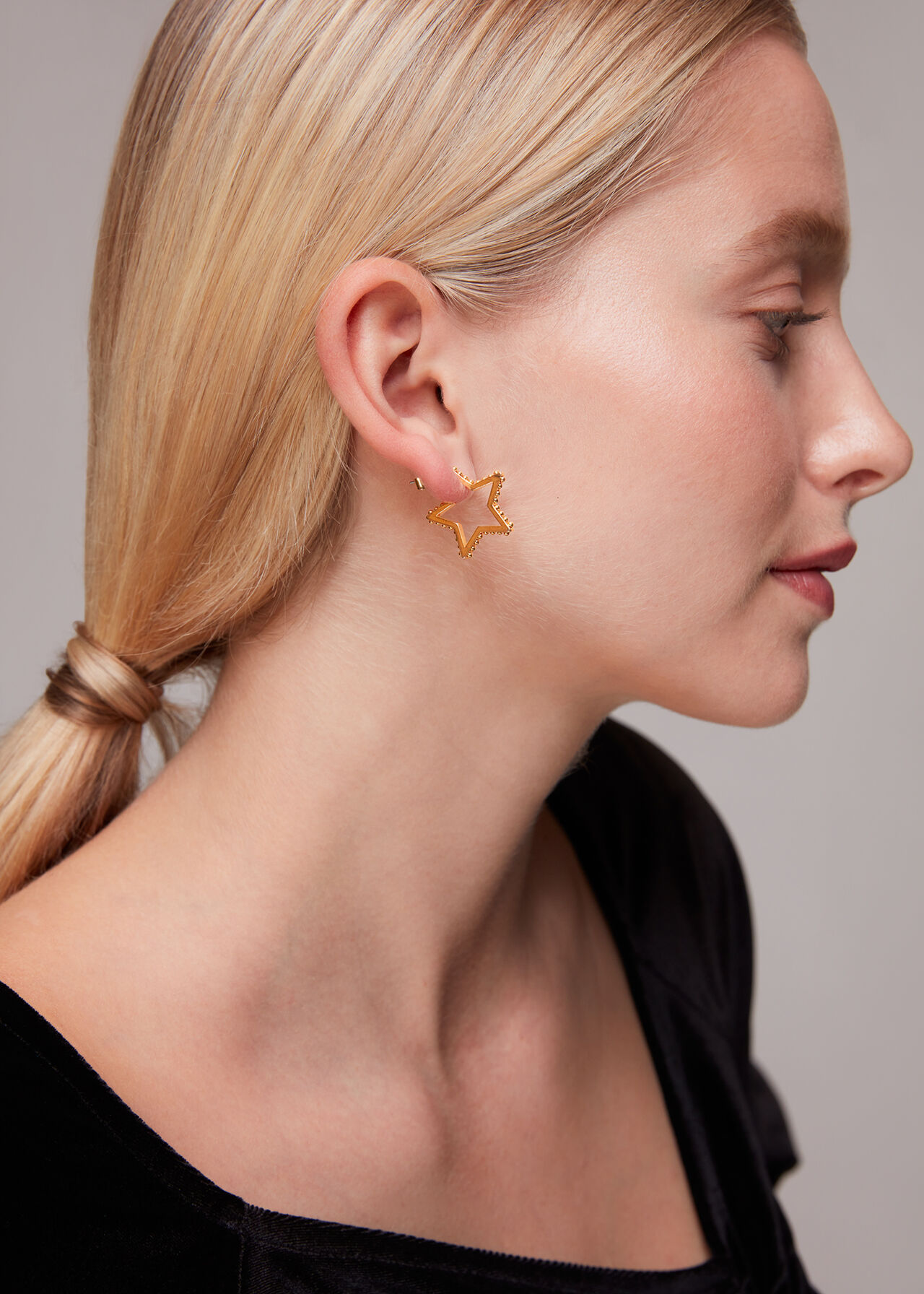 Studded Star Outline Earring
