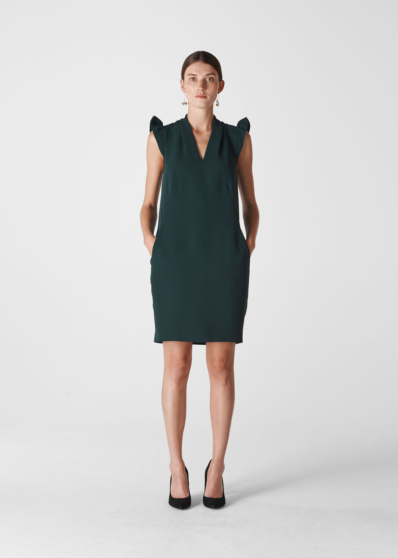 Safia Crepe Dress Dark Green