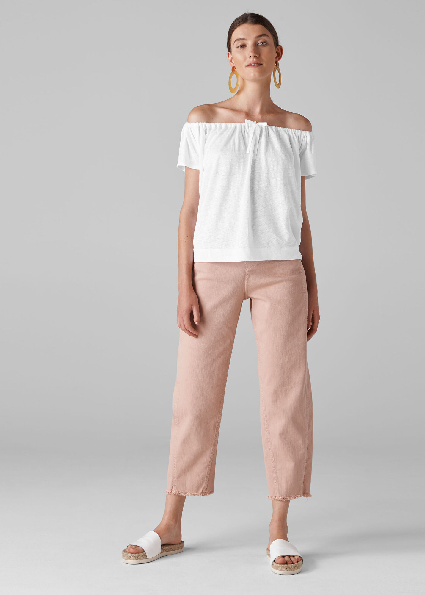 Whistles Women Tie Neck Bardot Top - White - Xs