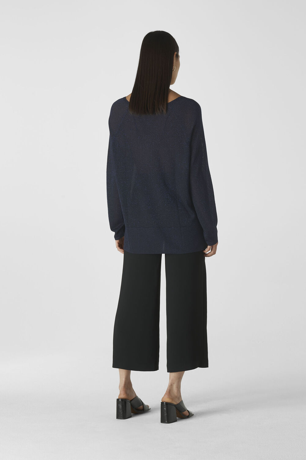Sparkle Scoop Neck Knit Navy