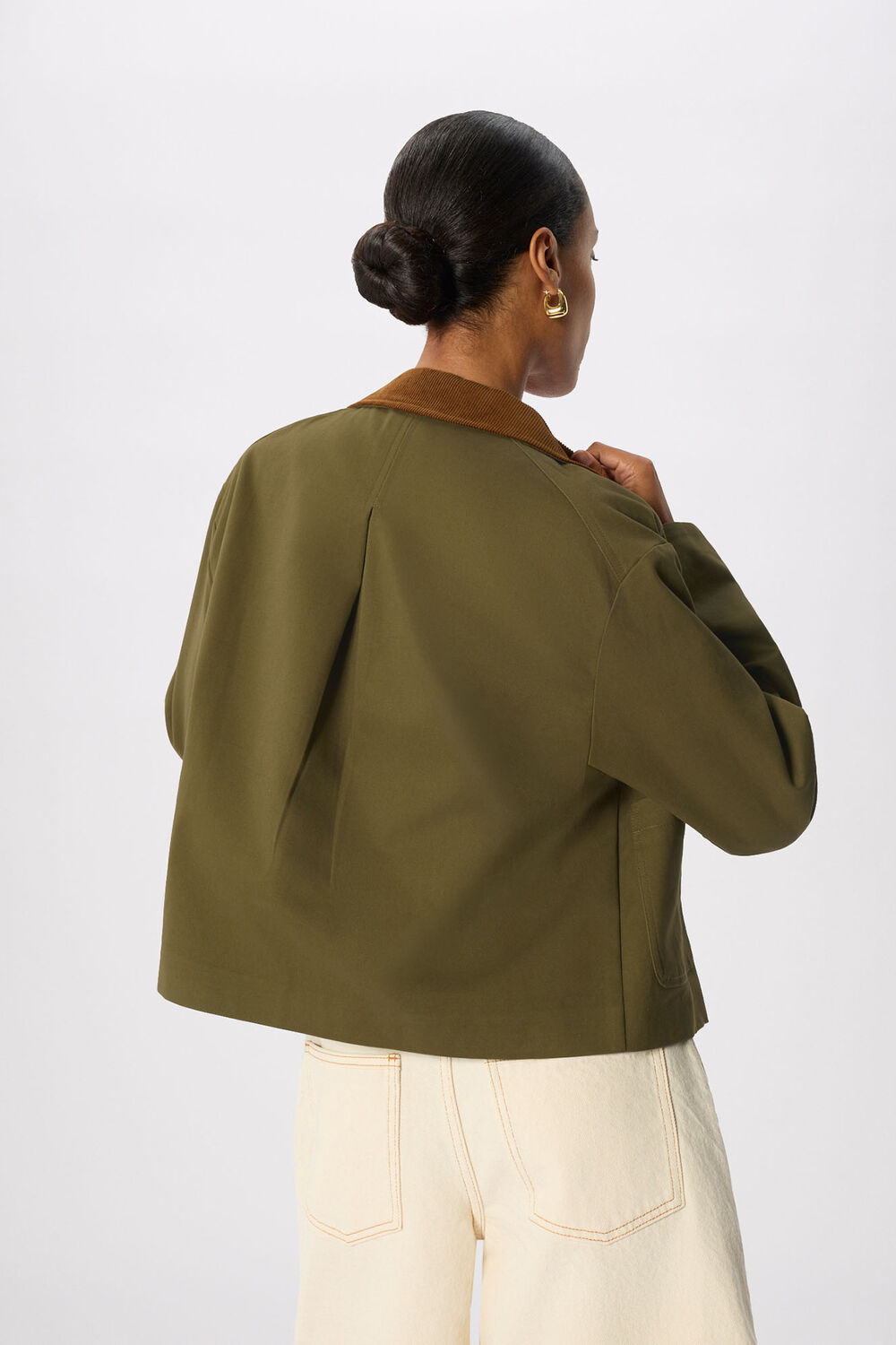 Khaki Corduroy Collar Jacket