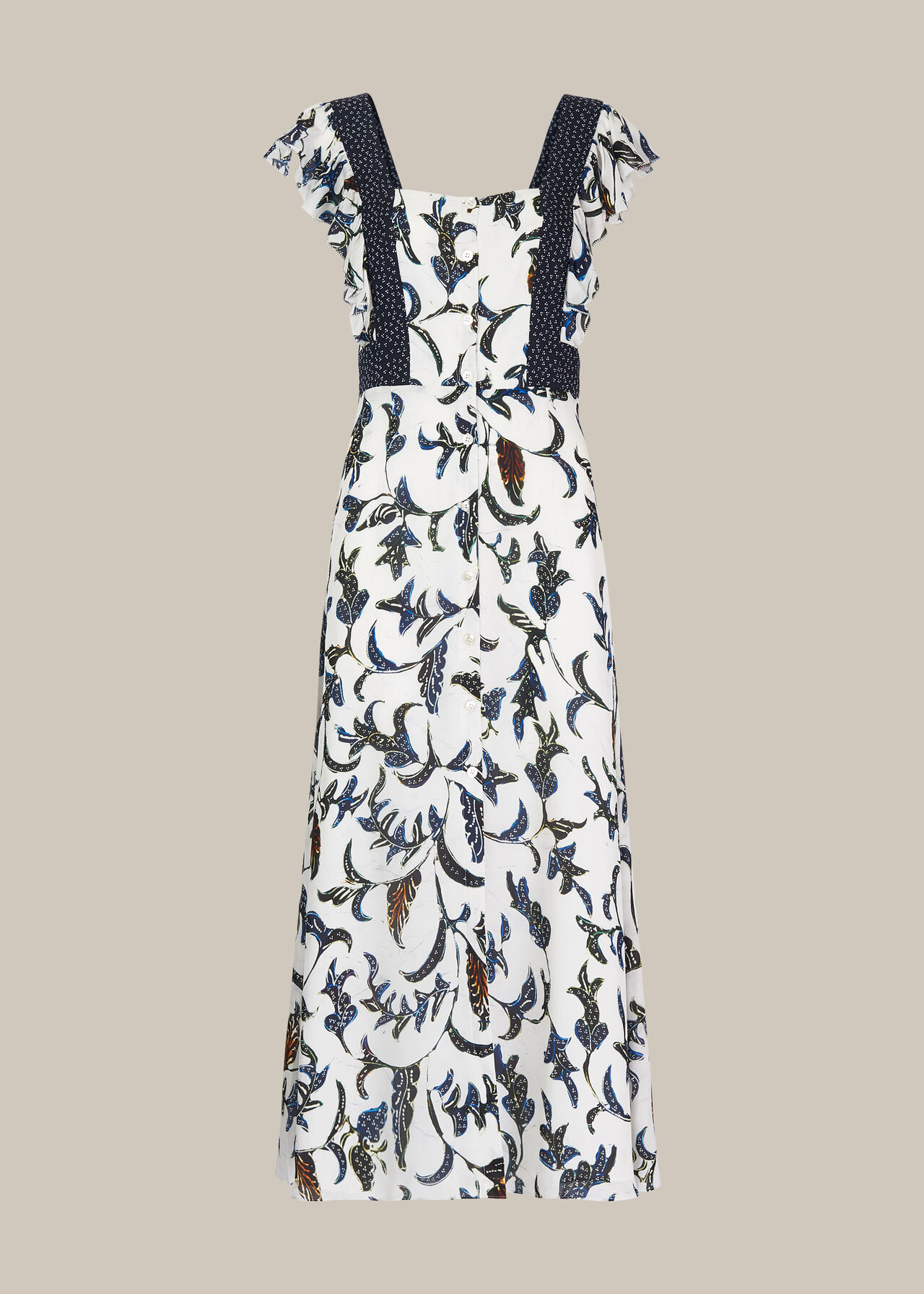 Subrina Printed Silk Dress White/Multi