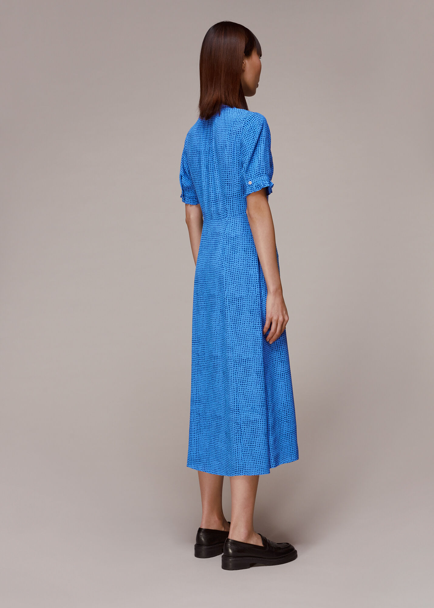 Blue/Multi Peri Spotted Check Shirt Dress | WHISTLES