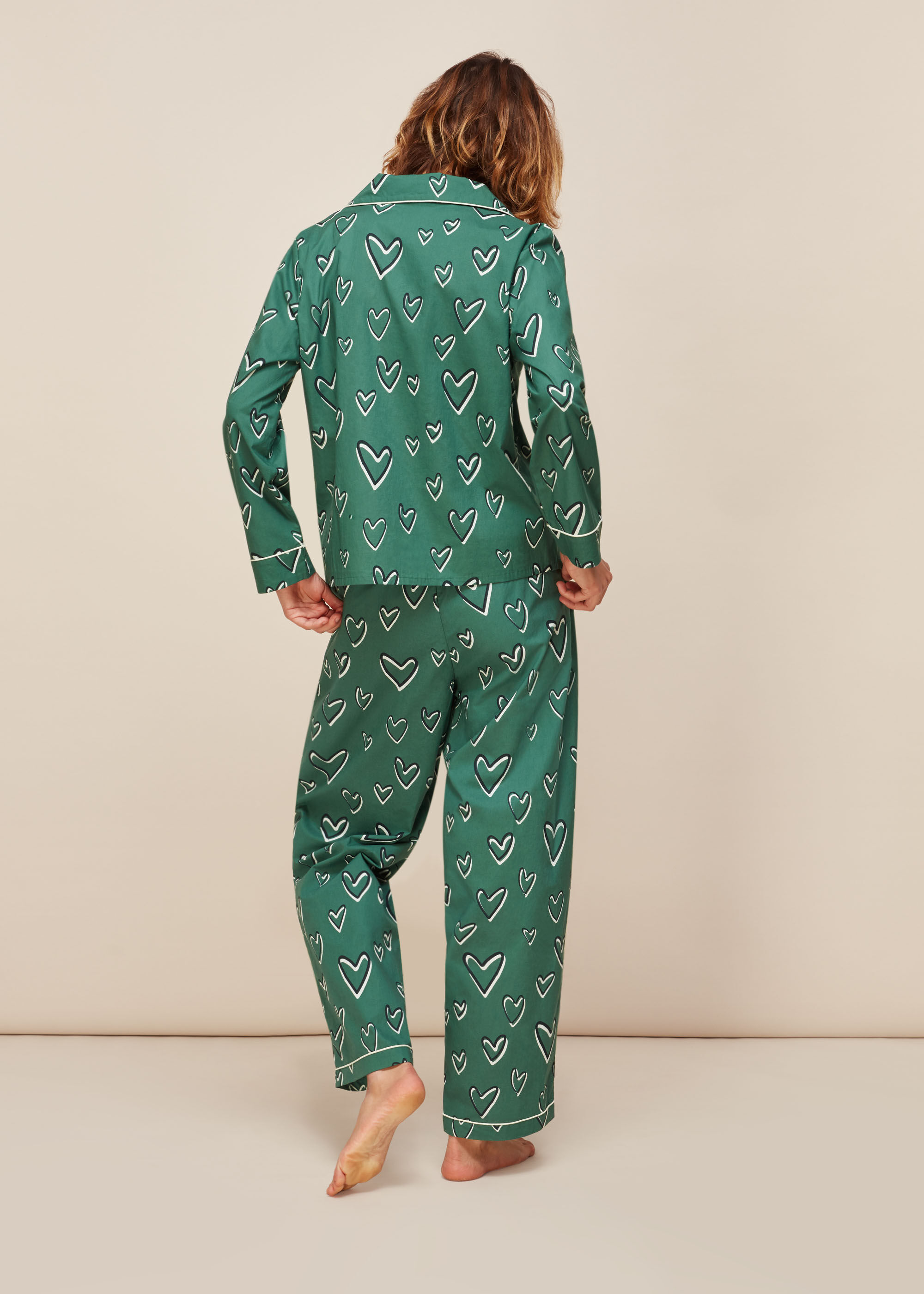 Green cotton pyjamas clearance