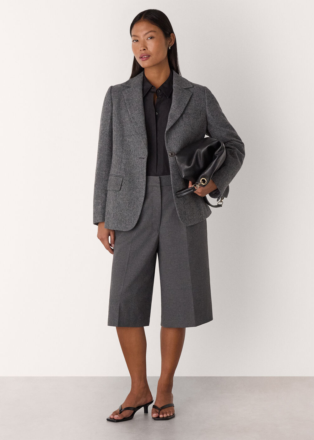 Petite Herringbone Wool Blend Blazer