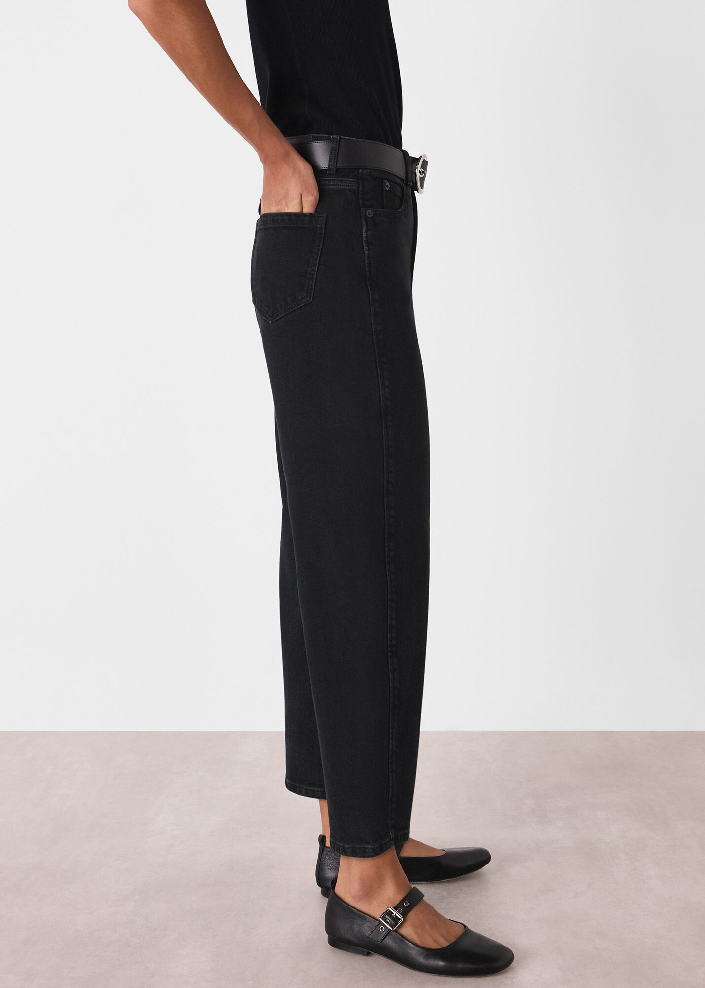 Black HighWaisted BarrelLeg Jeans Whistles Whistles UK