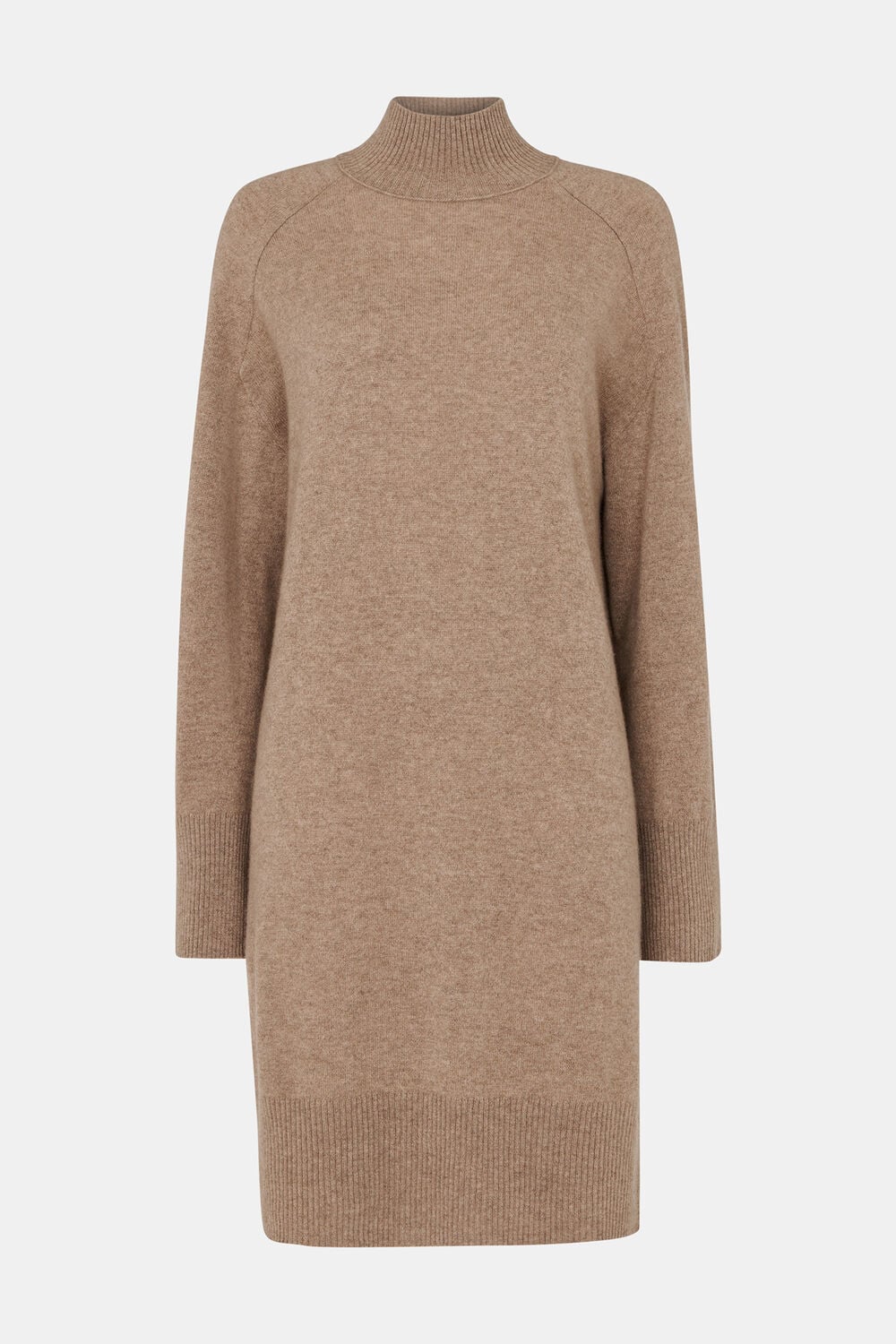 Oatmeal Cashmere Mock Neck Sweater Dress