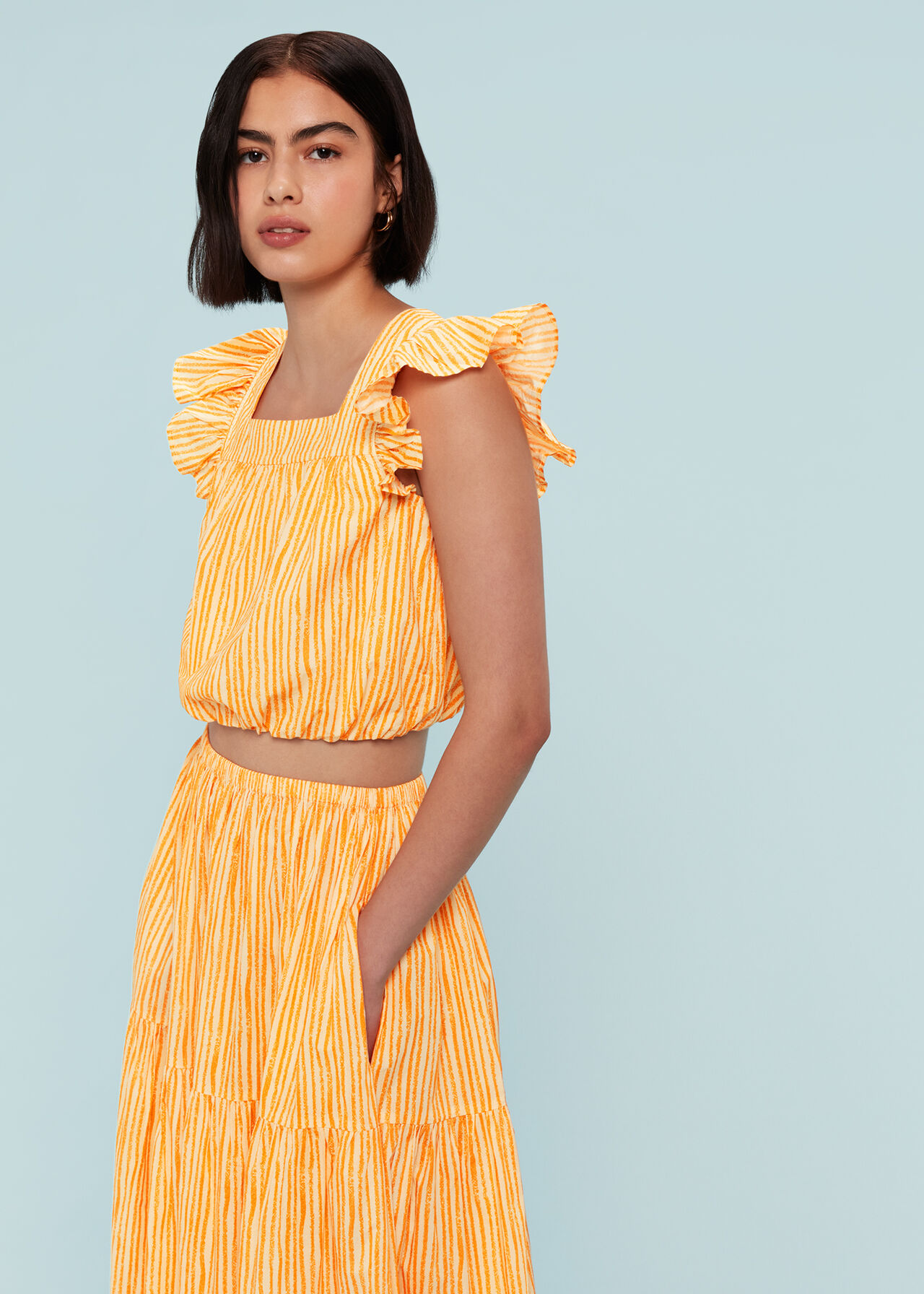 Chalk Stripe Tiered Skirt