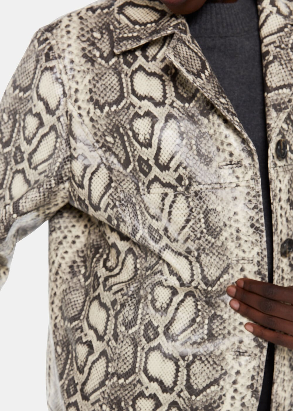Iyana Snake Print Leather Coat