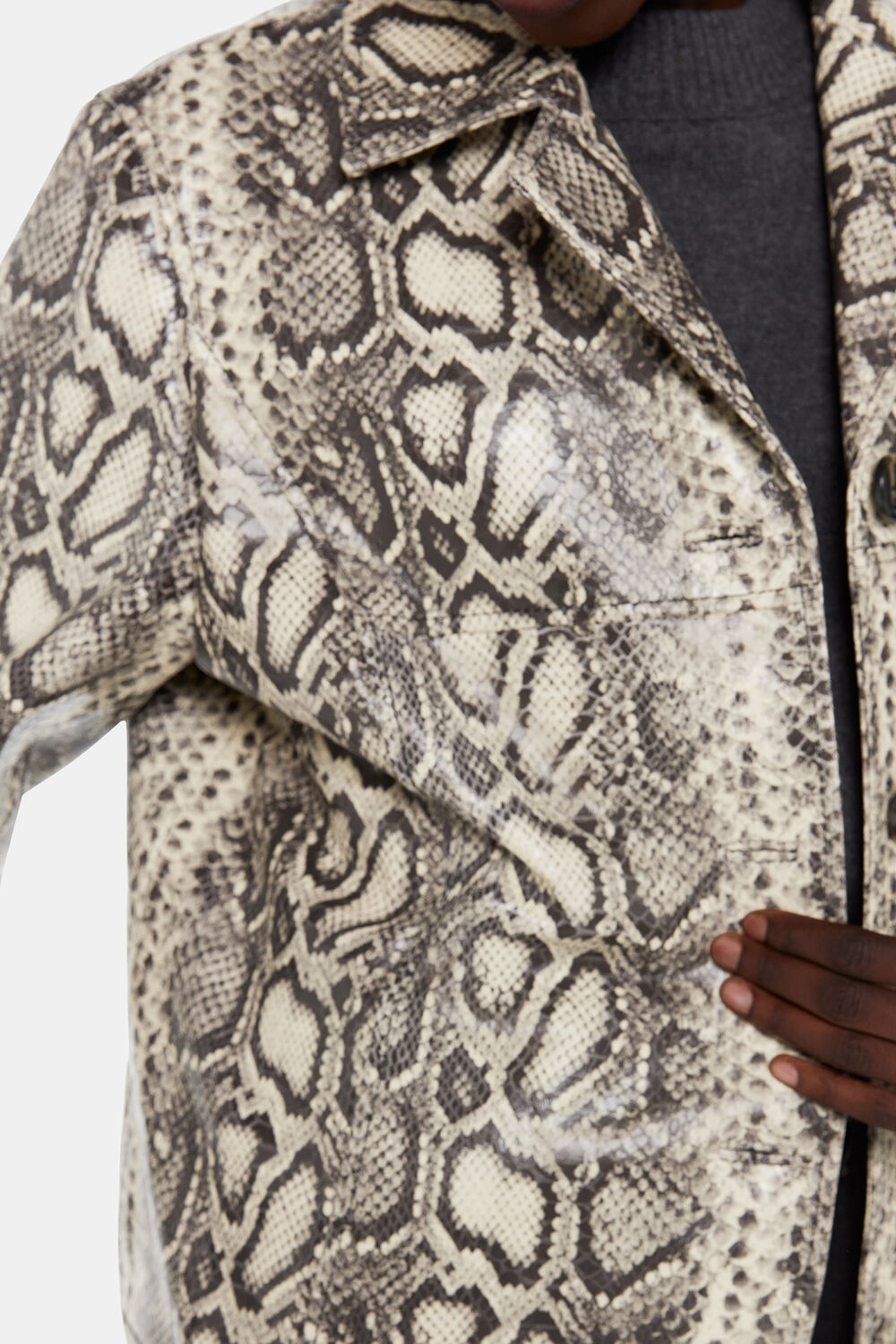 Iyana Snake Print Leather Coat