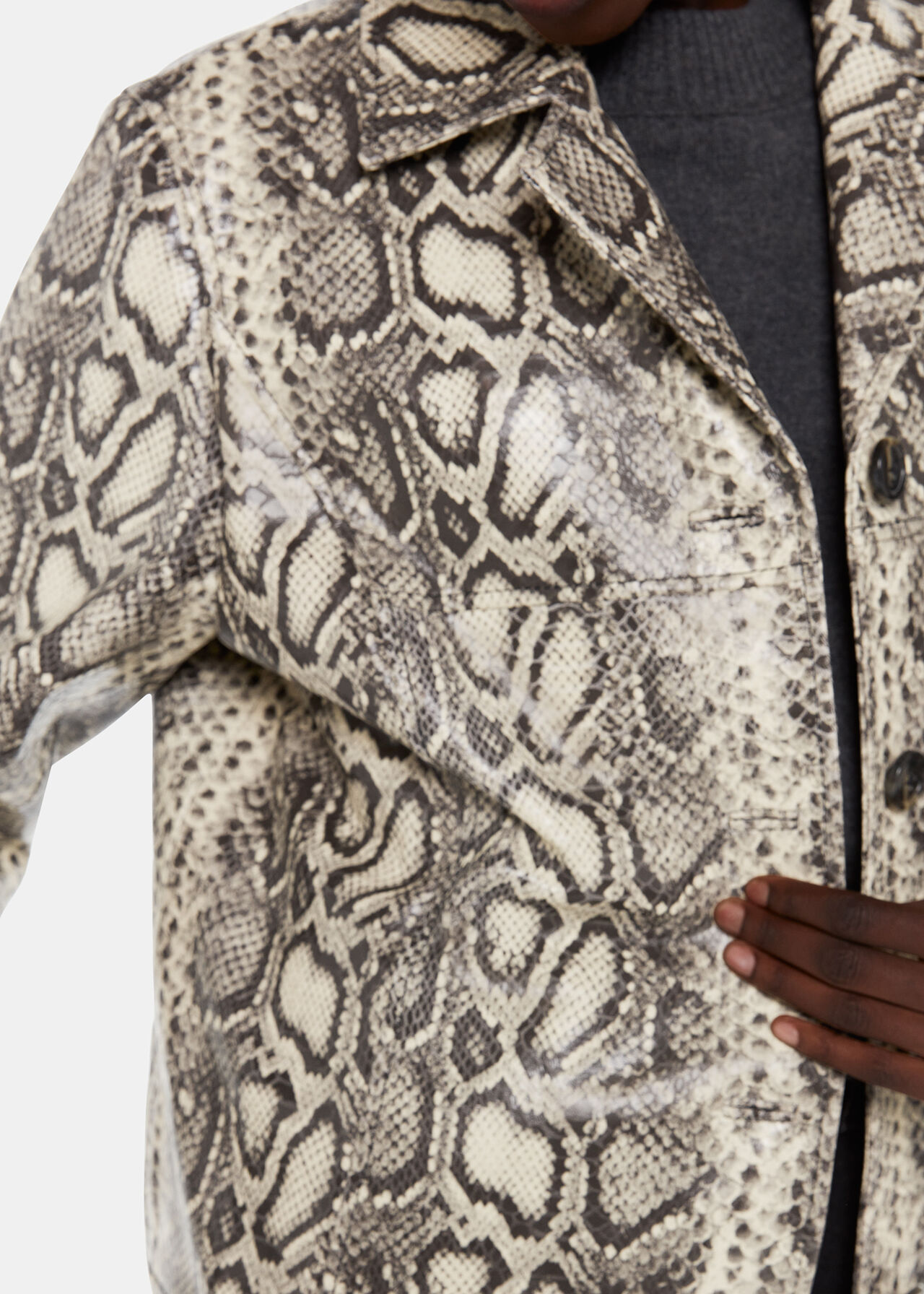 Iyana Snake Print Leather Coat