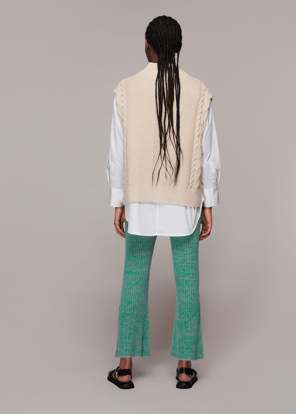 Flecked Rib Flare Knit Trouser
