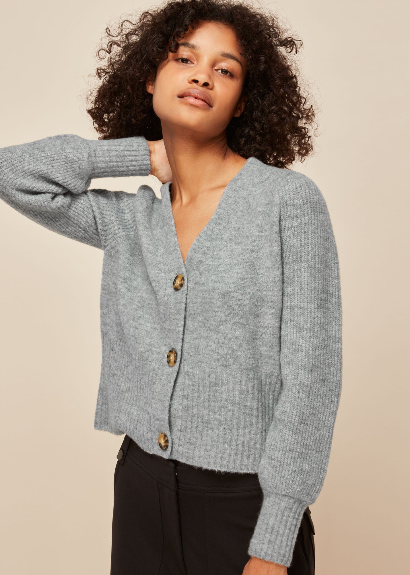 Grey Full Sleeve Knitted Cardigan WHISTLES