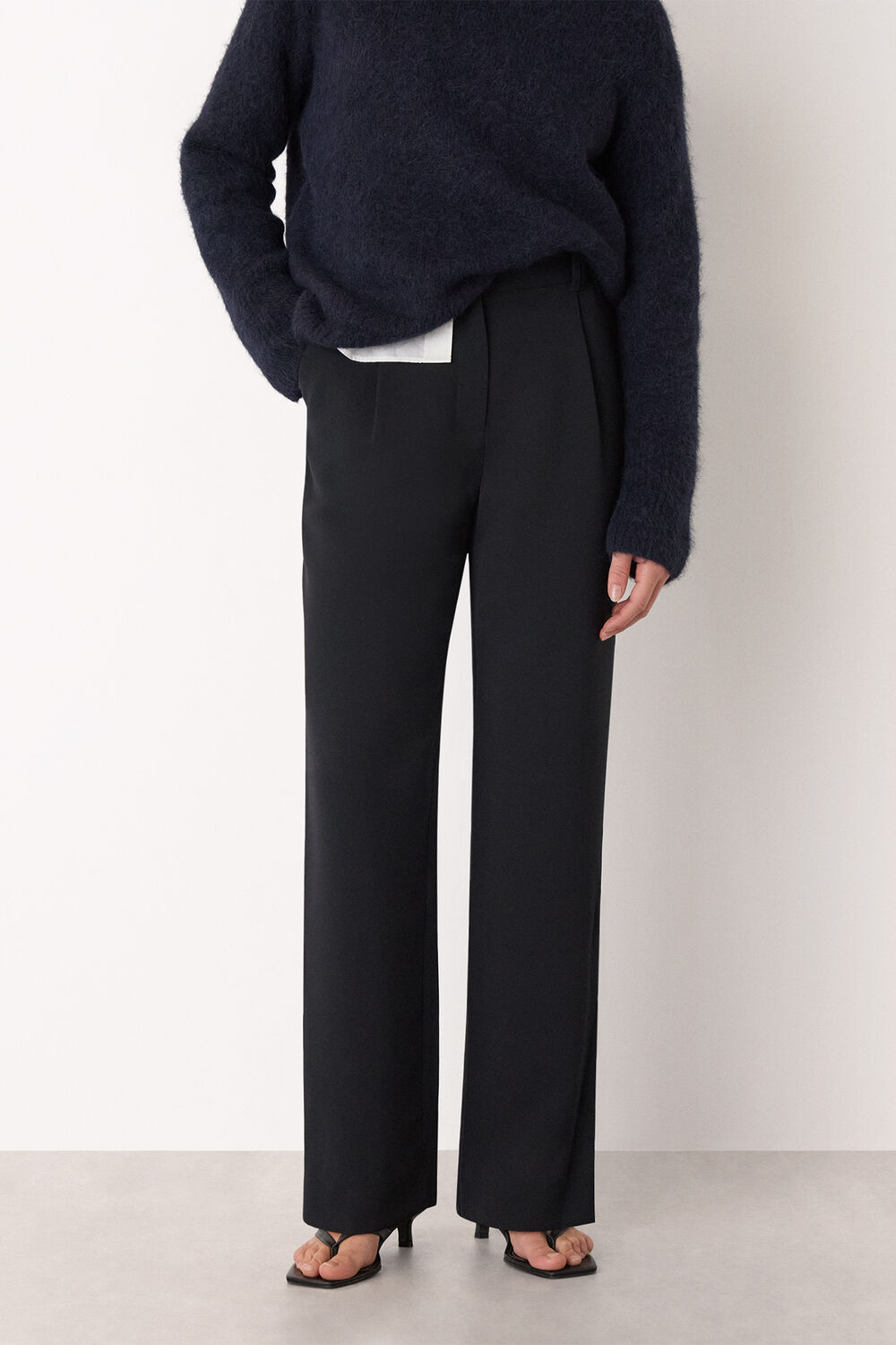 Black Harriet Tapered Crepe Trouser