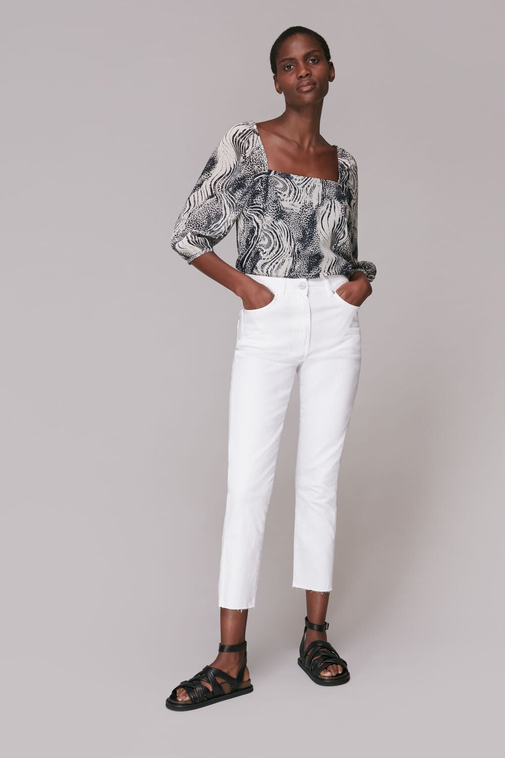 Flowing Tiger Blanche Top